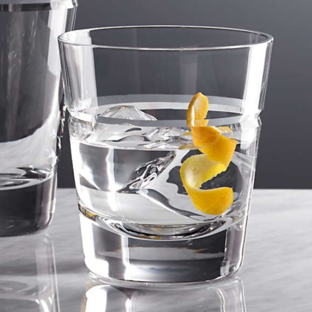 Like New Crate & Barrel Callaway 14-Oz. Double Old-Fashioned Glasses Set of 2